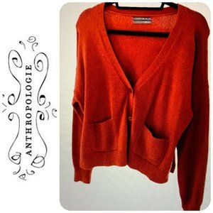 ANTHROPOLOGIE Women's Burnt Orange V-Neck L/S Button Down Cardigan Sz M